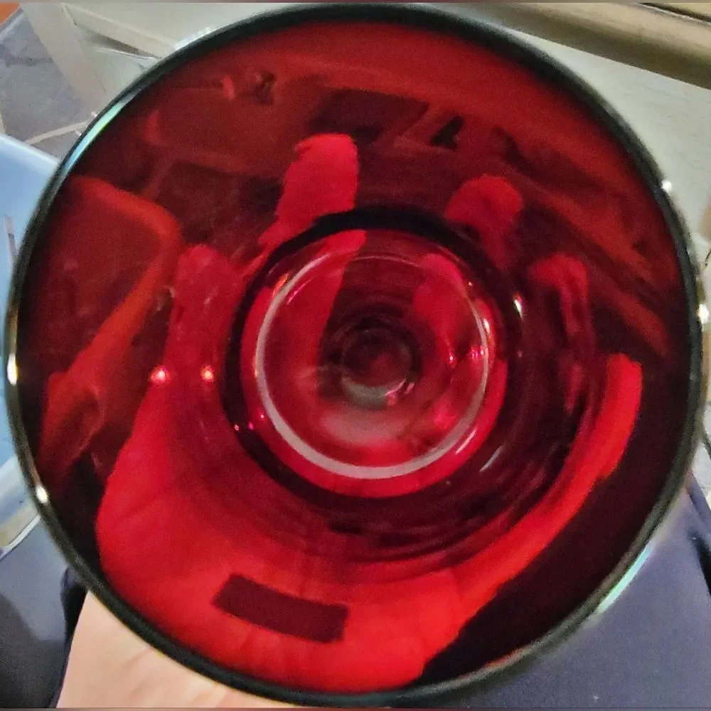 Vintage 1970's Luminarc France Ruby Red Cavalier Cordial/Wine Stemware Set of 5